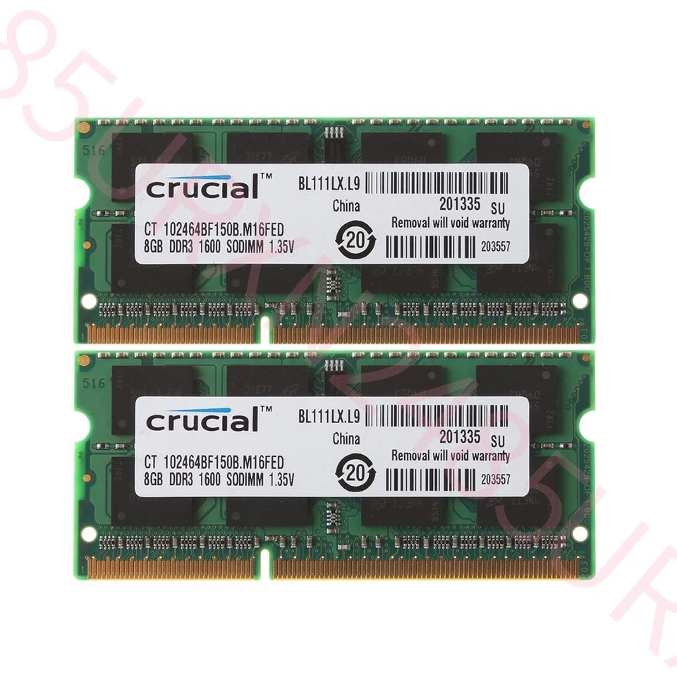 Crucial 16GB Kit 2x 8GB DDR3L 1600MHz PC3L-12800 SODIMM Laptop Memory SDRAM BT - Image 2 of 4