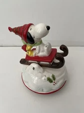 Peanut Snoopy Sleight Schmid Winter Wonderland 1985 Musical Figure Ceramic Works