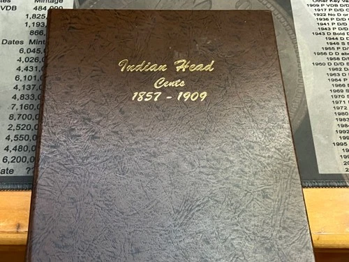 near complete indian head cent album missing 09-s and 69/69