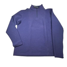 Pins & Aces Waffle Knit Pullover Men's Blue XL Blue 1/4 zip Performance Golf Top