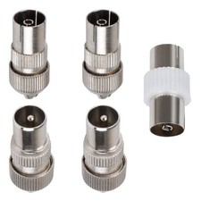 5 PCS aerial connectors，2x Female & 2x Male TV Aerial Coaxial Cable Connector