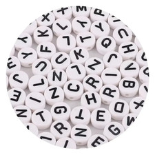 100/200/300/500Pcs Acrylic Mixed Letter Beads round Flat Loose Spacer Beads for