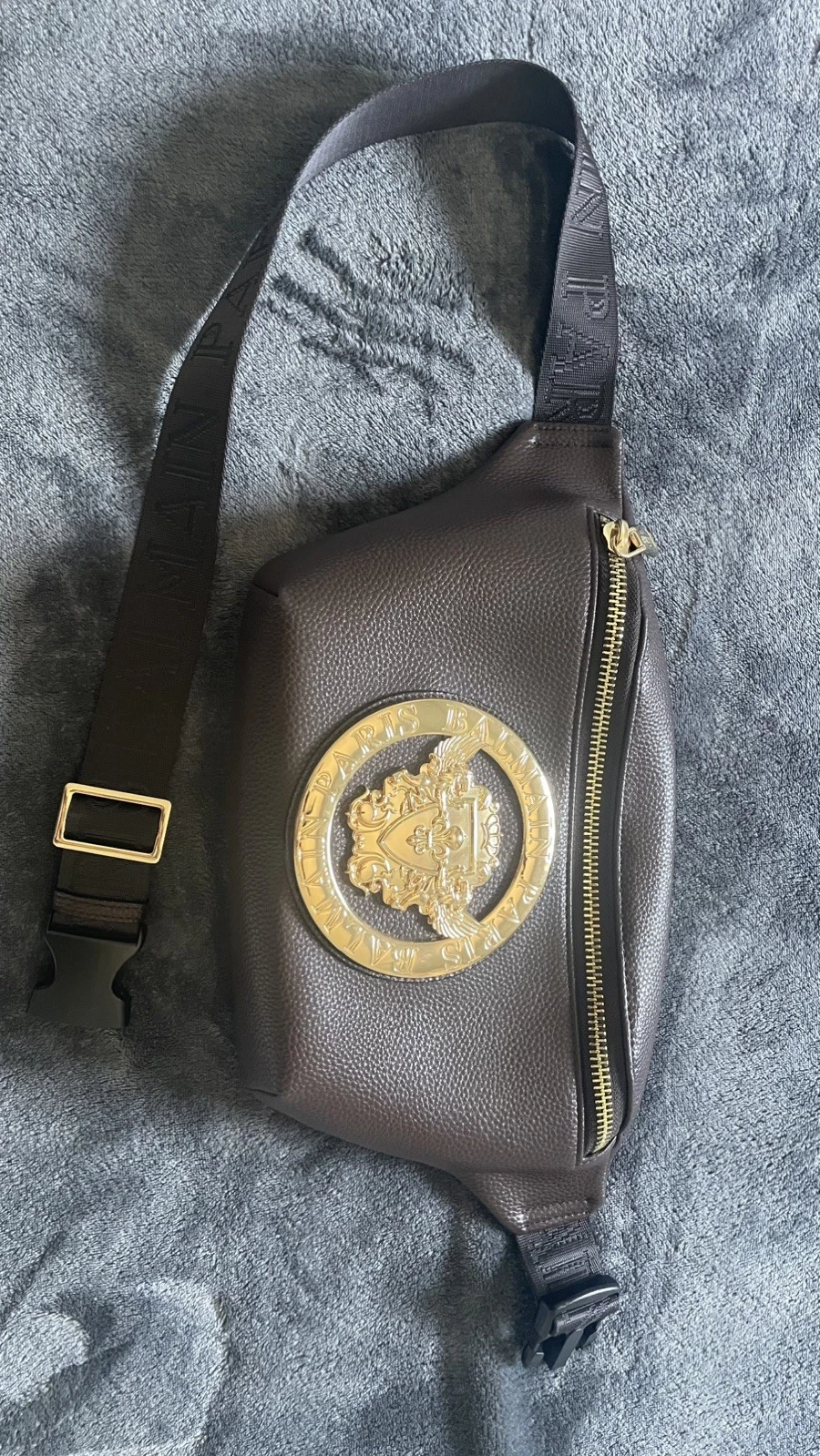 Balmain — Authentic Balmain Paris Brown Belt Bag Waist Fanny Pack Logo Strap