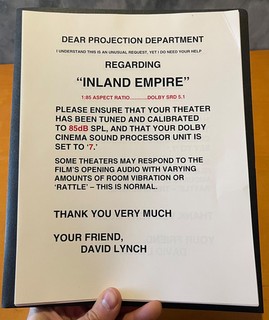 DAVID LYNCH ESTATE INLAND EMPIRE ORIGINAL PROJECTION NOTES BY DAVID LYNCH