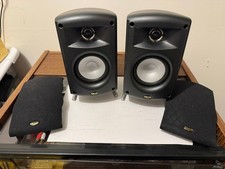 A Pair 2 Silver KLIPSCH PROMEDIA ULTRA 5.1 SATELLITE SPEAKERS w/ STANDS