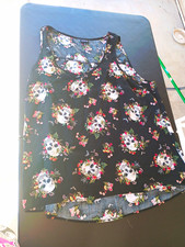 Torrid Black Skull Floral Scoop Neck Tank Top Sleeveless Regular 2XL