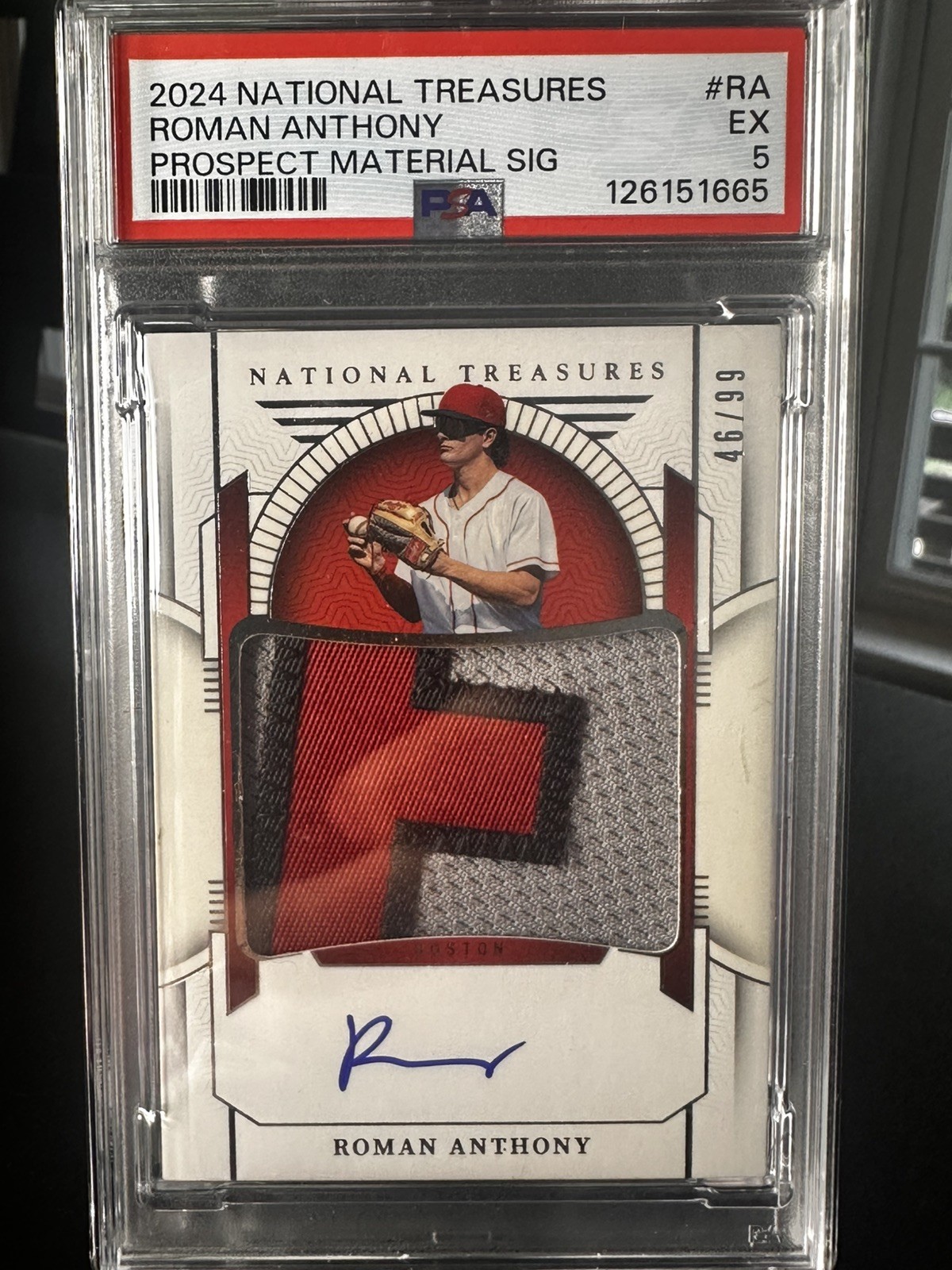 2024 Panini National Treasures Roman Anthony 3 Color Patch/Auto  46/99   “E”  view 3