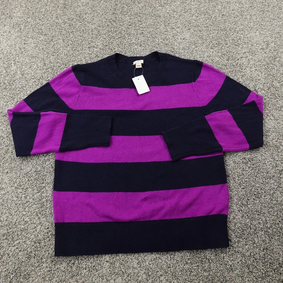 NUEVO J Suéter para Mujer L Azul Púrpura Mezcla de Lana Pullover Cuello Redondo Sudadera Foto 2 de 4