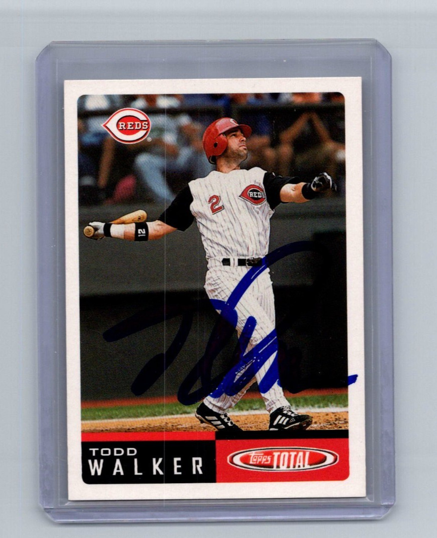 2002 Topps Total Todd Walker Card #68 Cincinnati Reds Autographed Hard Signed
