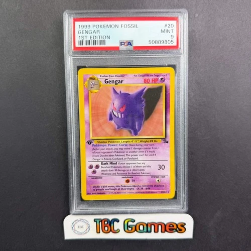 Gengar Fossil 1st Edition #20 PSA 9