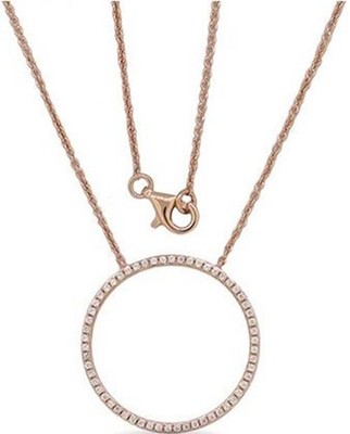 ESTATE .22CT DIAMOND 14KT ROSE GOLD 3D CLASSIC CIRCLE OF LIFE LOVE NECKLACE
