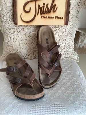 Aerothotic Sandals  Womens 39 Slide Brown Leather Toe-Loop Comfort Birk Style