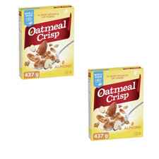 Oatmeal Crisp Almond Breakfast Cereal 437g Healthy High Fibre Snack 2 Packs