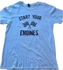 Racing Start Your Engines Graphic Men’s Large T-shirt White