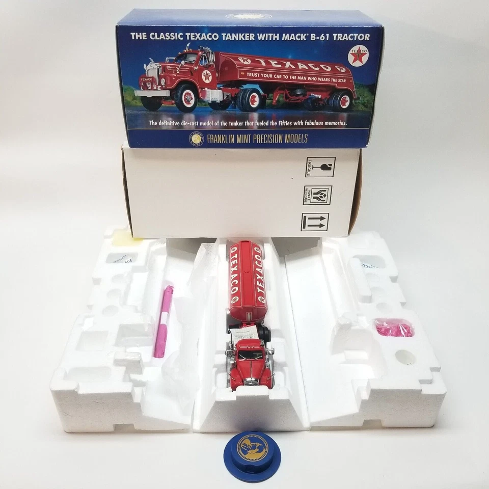 Franklin Mint 1/43 Classic Texaco Tanker with Mack B-61 Tractor B11XQ31, Box/Pap - Image 3 of 4