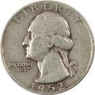 1952 D Washington Quarter VG Very Good Silver 25c Coin
