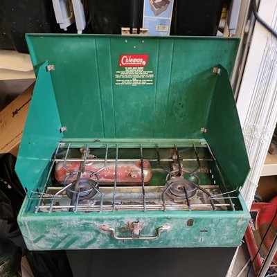 Coleman Camp Stove Two Burner Dual Fuel 424 Beach Grill BBQ MADE