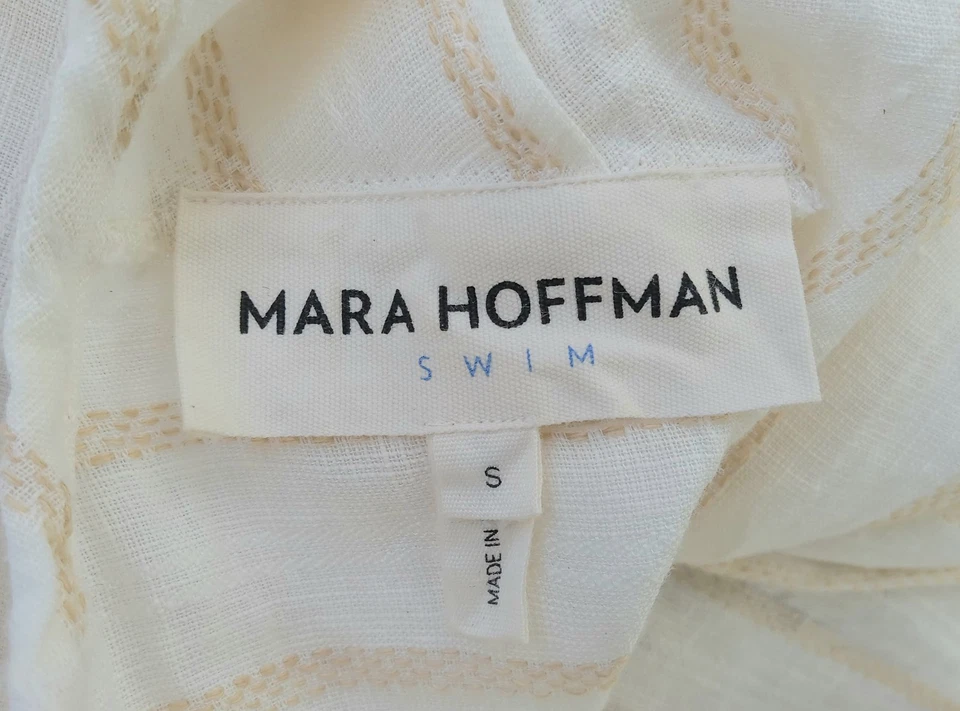 Small MARA HOFFMAN Aliz Breezy LINEN/TENCEL Beach Resort Kaftan Dress, TIE-BACK - Image 4 of 4