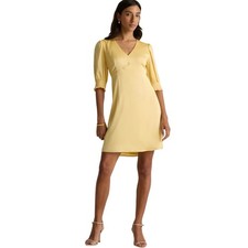 VGUC Quince Puff Sleeve Washable Silk Mini Dress Butter Yellow Women’s XS 4112