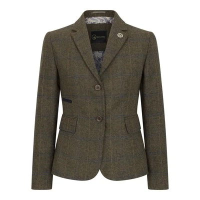 Damen Olivgrün Fischgrätenmuster Wollmischung Jacke Blazer 1920s Vintage - Bild 1 von 4