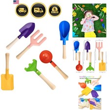 6 PCS 8" Kids Gardening Tools, Metal Beach Sandbox Digging Toys with Sturdy W...