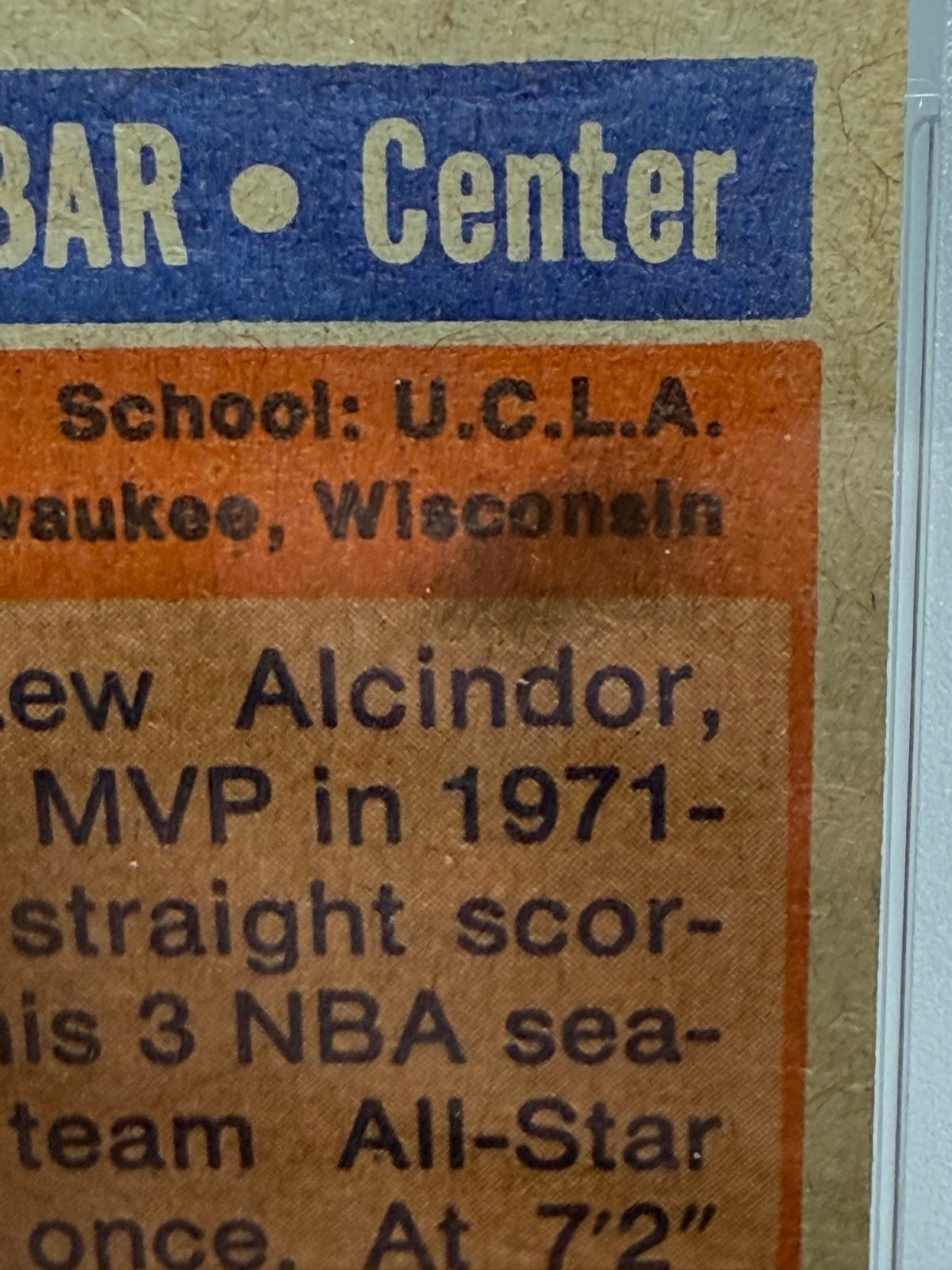 1972 TOPPS KAREEM ABDUL JABBAR #100 PSA 5 *SEE STAIN ON CARD IN PHOTOS 3 AND 4* view 4