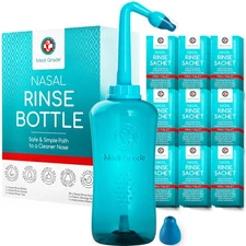 Sinus Rinse Bottle, 500ml with 30 Sinus Rinse Packets - Complete Nasal Irriga...