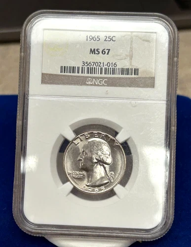 1965 Washington Quarter - MS67 - NGC - Very Lustrous