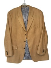 Chaps Ralph Lauren Men Tan Notch Lapel 3-Button Flap Pocket Dress Blazer size 44