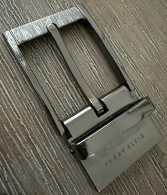 Perry Ellis Reversible Dark Silver Tone Simple Basic Belt Buckle fast shipping!!