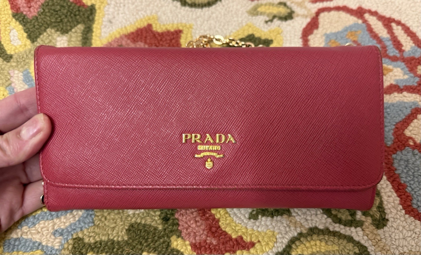 PRADA Peonia Feminine Saffiano Leather Long Flap Bifold W/ Added Crossbody thumbnail 3