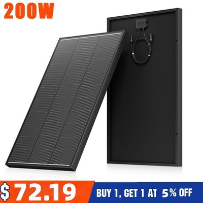 200W Solar Panel 12V Mono N-Type 18BB PV Off-Grid for Battery Power Charge