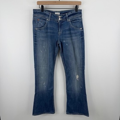 Hudson Signature Bootcut Women 29 Blue Distressed Flap Pocket Jeans Y2K Western