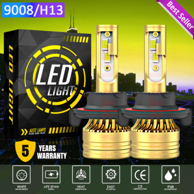 For Dodge Challenger SXT Coupe 2-Door 2009-2014 H13 LED Headlight High Low Bulbs