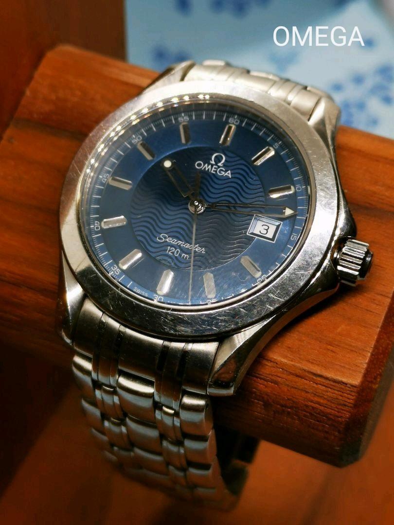 経典 Date Vintage 120 Seamaster Omega Silver Mens Quartz Blue その他
