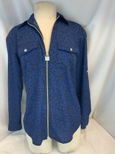 Michael Kors Jacket Blouse S Women Blue Floral Rayon Full Zip Pockets YGI G1-22