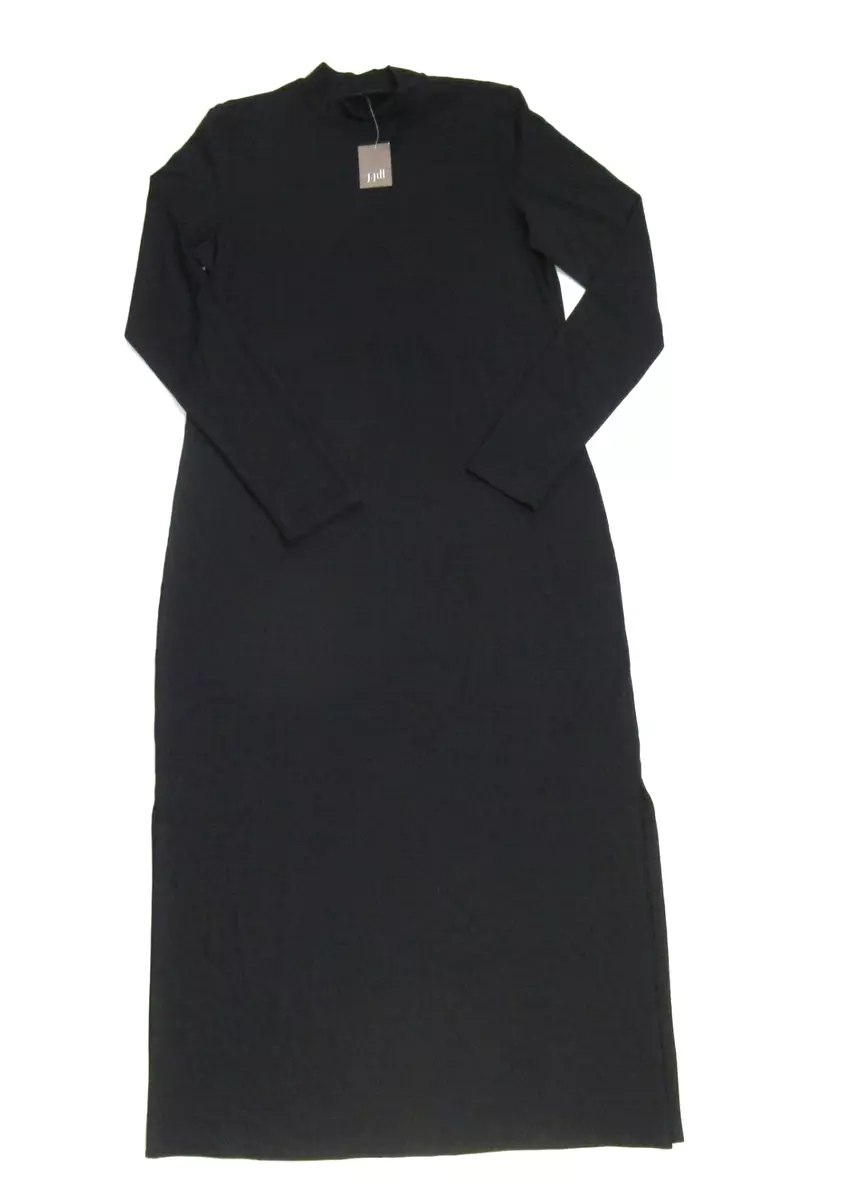 NWT J. Jill Wearever Collection Mock-Neck Maxi in Black Long Sleeve Dress  XS