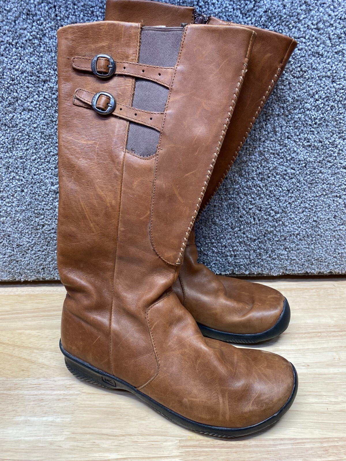 Stivali da equitazione Keen Bern Baby Bern donna 10 impermeabili in pelle marrone cerniera