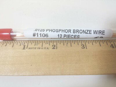 Tichy Train 1106  Phosphor-Bronze Wire - 8'' Long - .0125'' Diameter package of 10