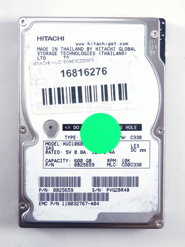 Disque dur Hitachi 600 Go 10K SAS 6 Go/s 2,5" HUC106060CSS600 EMC 118032767-A04 - Photo 2/2