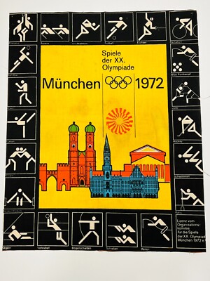 1972 Munich München Olympic Banner + cloth wall piece x2 Lot RARE