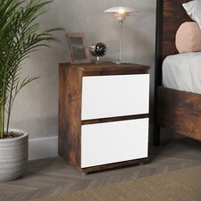Skagen 2 Drawer Wooden Bedroom Bedside Cabinet No Handle Nightstand Side Table