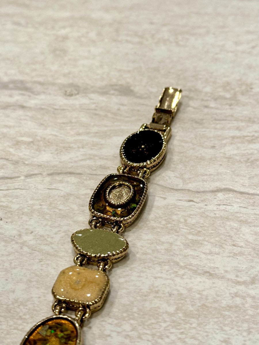 VTG Liz Claiborne Enamel Bracelet Multi Gem Stone Jewel Rustic Jewelry QVC View 3
