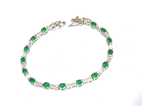 One Of a Kind EmeraldDiamond Jewelry TennisBracelet BirthdayGift GirlfriendGift - Picture 2 of 10