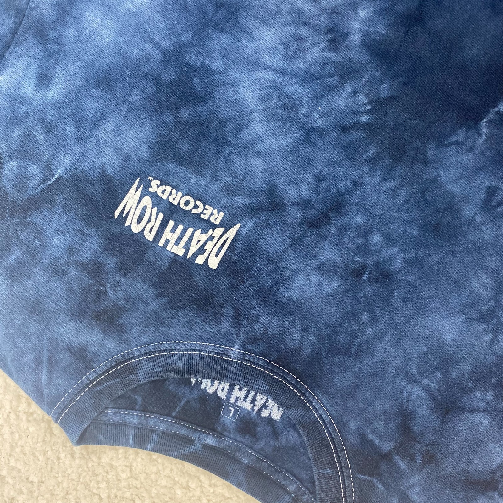 FILA Camicia Death Row Records uomo L blu tie dye spellout hippie streetwear