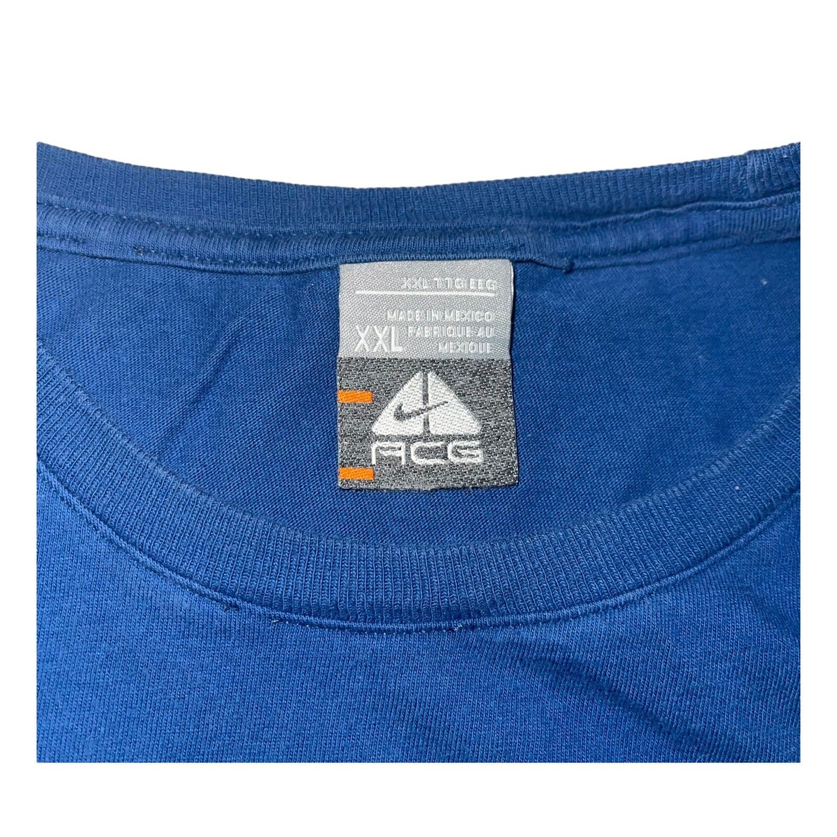 Vintage Nike ACG TShirt Triangle Logo Spell Out Blue Vtg Y2K Size