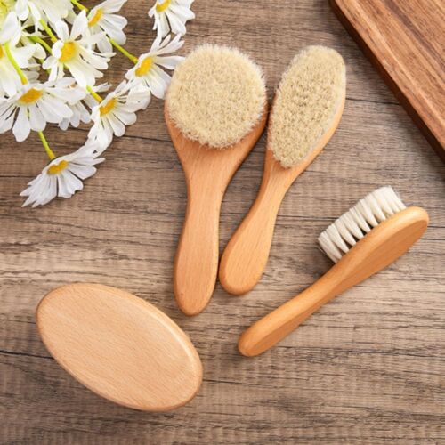 Wood Infant Hair Brush Baby Hair Brush Natural Wool Comb For Toddler Baby Use