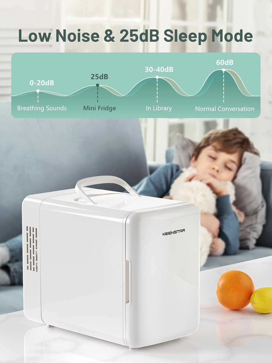 Mini Fridge, 6 Liter/8 Can Small Fridge, 110V AC/ 12V DC Cooler and Warmer for B