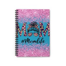 Mom Life / Leopard/ Glitter / Spiral Notebook - Ruled Line