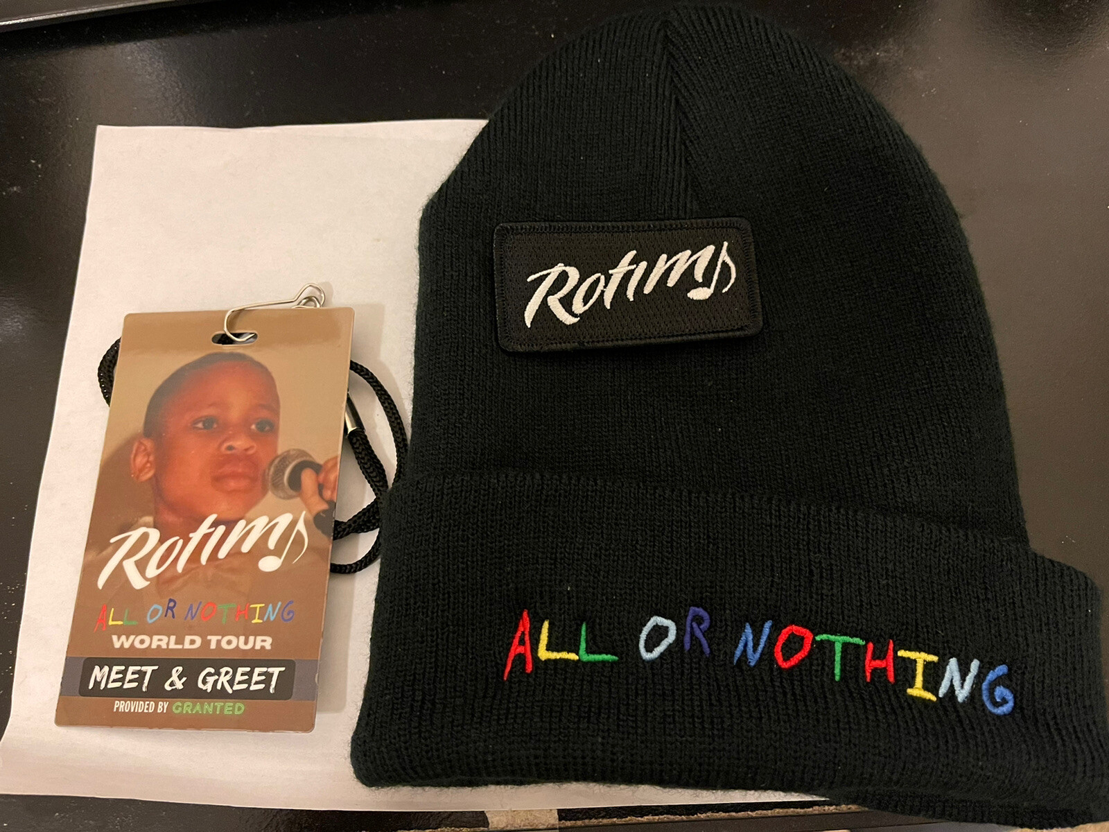 Rotimi All Or Nothing VIP Tour Beanie Hat Merchandise-image